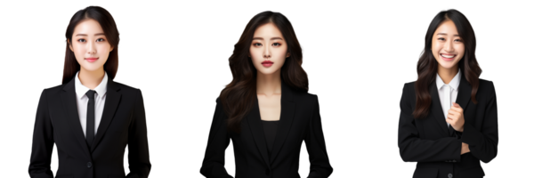 Businesswoman wearing a black suit with transparent background AI Generative png