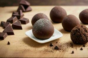 chocolate truffles. AI Generative Pro Photo