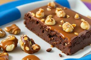 Brownies caramelo nueces. ai generativo Pro foto