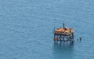 Selective focus. Black Sea science platform, drilling and exploration photo