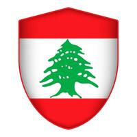 Lebanon flag in shield shape. Vector illustration.