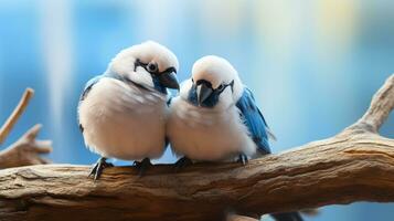 photo of heart-melting two Blue Jays with an emphasis on expression of love. Generative AI