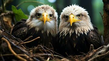 foto de conmovedor dos calvo águilas con un énfasis en expresión de amor. generativo ai