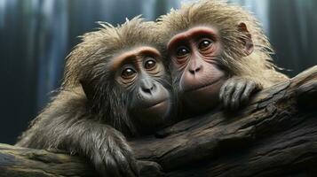 photo of heart-melting two Baboons with an emphasis on expression of love. Generative AI