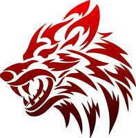 illustration vector graphics of tribal art red wolf head tattoo