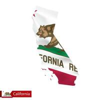 California state map with waving flag of US State. vector