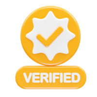 verified ikon illustration 3d tolkning transparent element png