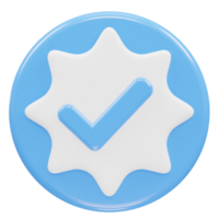 Verified icon illustration 3d rendering transparent element png