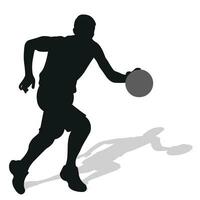 Basketball, black silhouette of an athlete basketball player with a ball vector