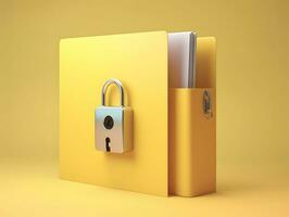 Computer file folder with lock. Data protection , cyber security concept photo