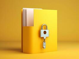 Computer file folder with lock. Data protection , cyber security concept photo