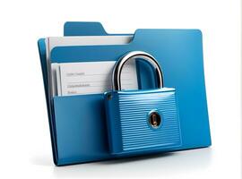 Computer file folder with lock. Data protection, cyber security concept photo