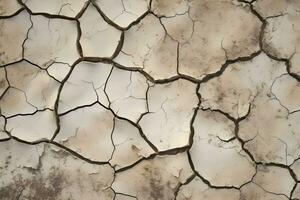 Cracked ground surface due to drought. AI generative photo