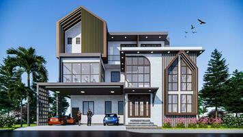 3-story residential house, up 3D photo