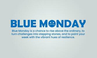 vector azul lunes saludo con expresión. por combinatorio triste elementos y el color azul como bien como alentador citas, eso es muy adecuado a compartir cuando frente a azul lunes.