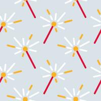 Sparkler celebration seamless pattern. Christmas, New Year, holidays pattern for fabric, paper, decoration. Flat style. vector