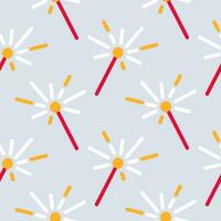 Sparkler celebration seamless pattern. Christmas, New Year, holidays pattern for fabric, paper, decoration. Flat style. vector