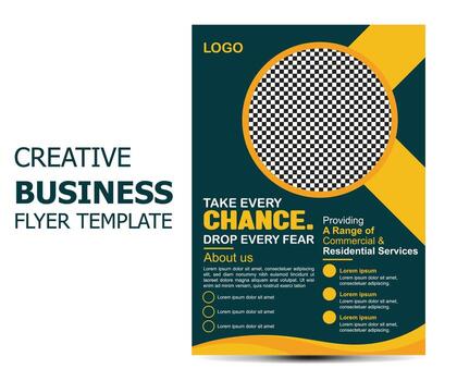 Business flyer design template graphic design with graphic elements and space for photo background vector