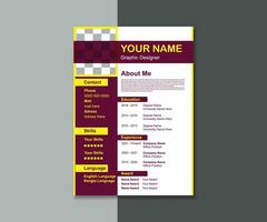 Professional resume business layout, Creative CV template vector minimalist .