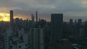 Shanghai Skyline at Sunrise. Aerial View video