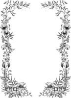 Wild flower border illustration with vintage style vector