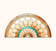 Stained Church glass hemicycle window. vector