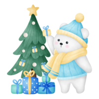 A polar bear decorating the Christmas tree png