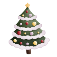 Watercolor drawing of a Christmas tree and decorations png
