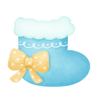 Blue sock white yellow bow png