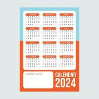 2024 Calendar Editable Vector