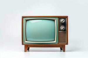 retro televisión, antiguo Clásico televisión aislado en blanco antecedentes. generativo ai foto