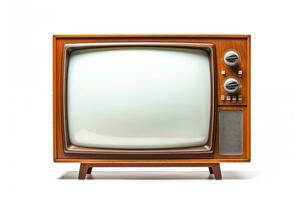 Retro television, old vintage TV isolated on white background. Generative AI photo