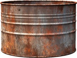 Rusty old metal barrel png with AI generated.