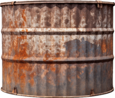 Rusty old metal barrel png with AI generated.