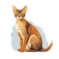 Direct Gaze Ginger Cat Illustration with Yellow Eyes vector