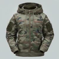 Army Pattern Hoodie Design Fashion for Catalogue Book Magazine Product Mockup photo