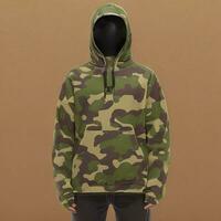 Army Pattern Hoodie Design Fashion for Catalogue Book Magazine Product Mockup photo