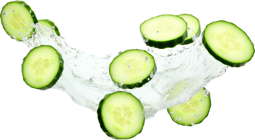 Falling cucumber slices png with AI generated.