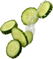 Falling cucumber slices png with AI generated.