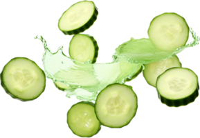 Falling cucumber slices png with AI generated.