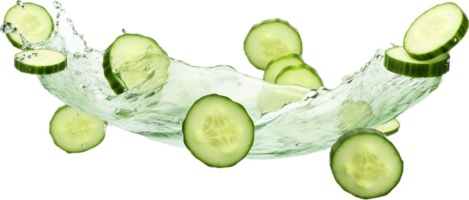 Falling cucumber slices png with AI generated.