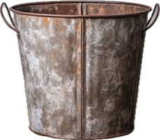 Old metal bucket png with AI generated.