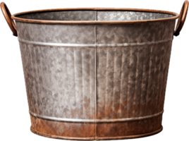 Old metal bucket png with AI generated.