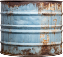 old rusty blue steel barrel png with AI generated.