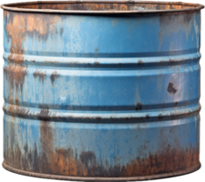 old rusty blue steel barrel png with AI generated.