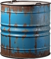 old rusty blue steel barrel png with AI generated.