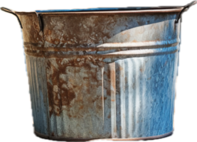 Old metal bucket png with AI generated.