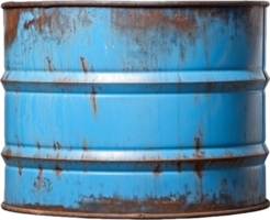 old rusty blue steel barrel png with AI generated.