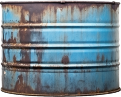 old rusty blue steel barrel png with AI generated.