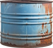 old rusty blue steel barrel png with AI generated.